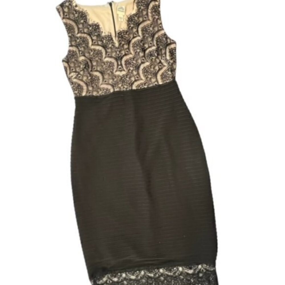 Women’s Sangria Dress Black Lace Over Nude Lining Size 4‎ NWT Reg. $98 BODYCON